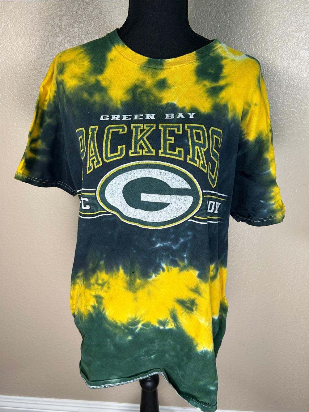 Vintage Green Bay Packers Tie-Dye NFL Graphic T-Shirt Green Yellow Medium
